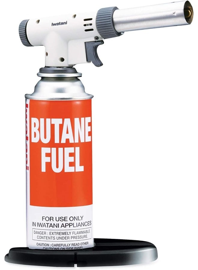 Iwatani PRO2 Culinary Professional Kitchen Butane Torch | Adjustable Flame Shape Strength 2700 F | Sous Vide Crème Brulee Pastries | Anti-flare | Incl. Stabilizing Stand | Butane Fuel Not Included - Image 1